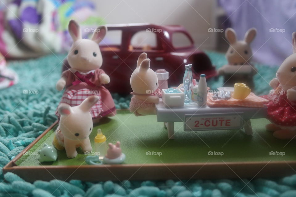 Bunny Family Picnic Scene