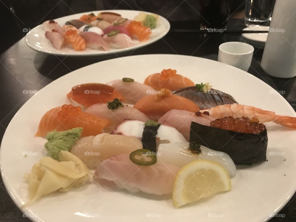 Omakase sushi, the chef’s choice. Delicious sushi 
