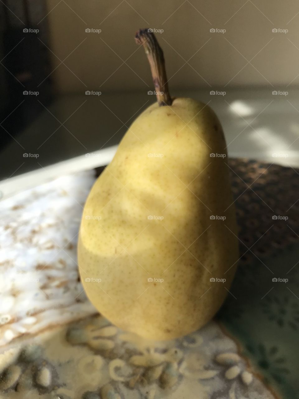 Close up pear with shadows
