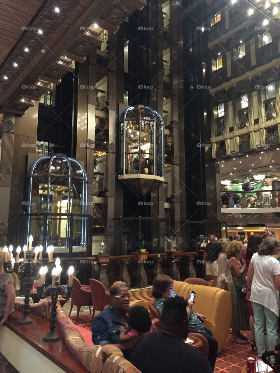 Cruise ship elevator lobby