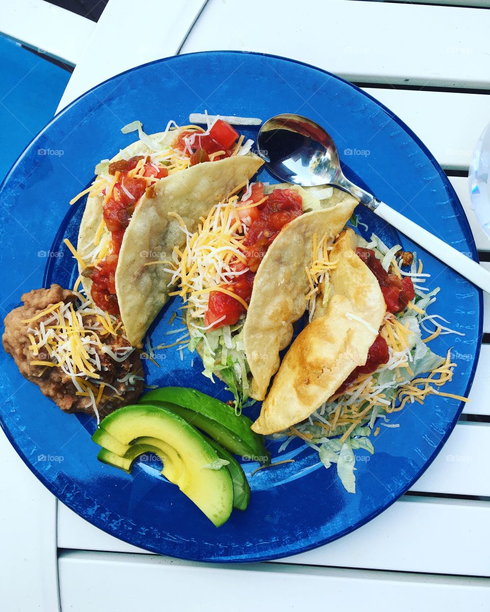 Delicious taco in plate