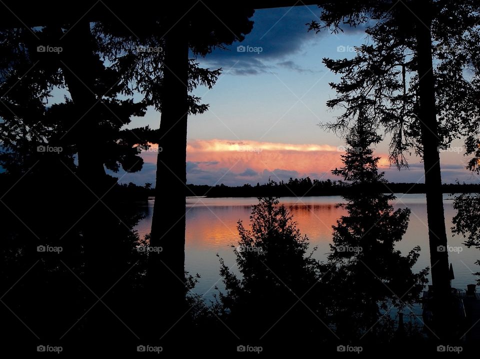 Canadian lake at sunset