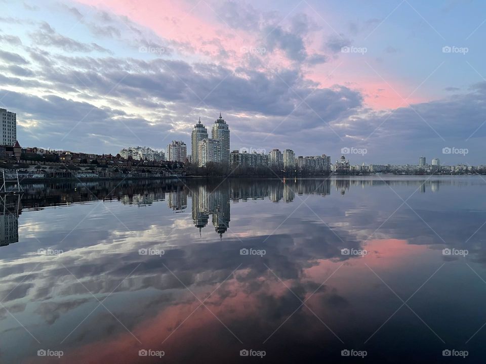 Sunset over the Kyiv 