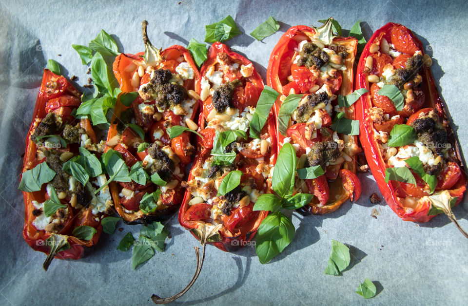 High angle view of food