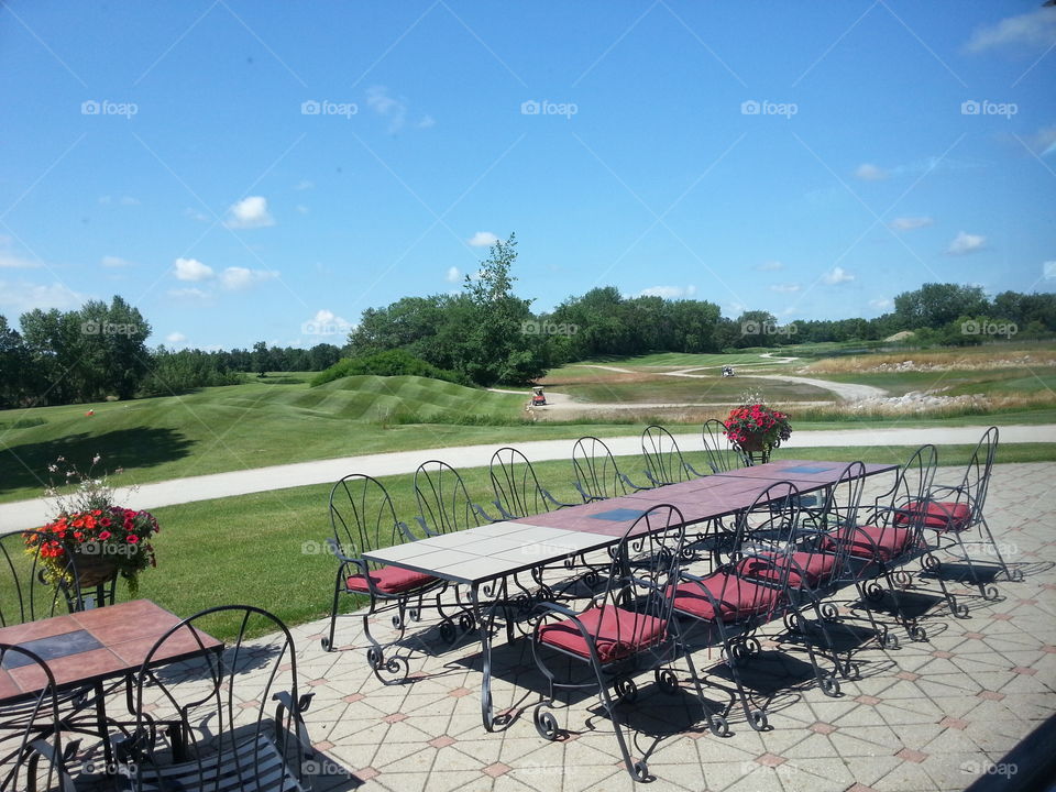 Looking out at the golf course