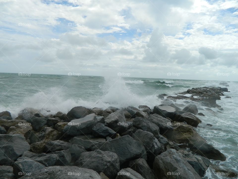 wave splashing on the rocks