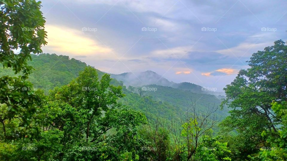 Beautiful view of meeting of sky with hills