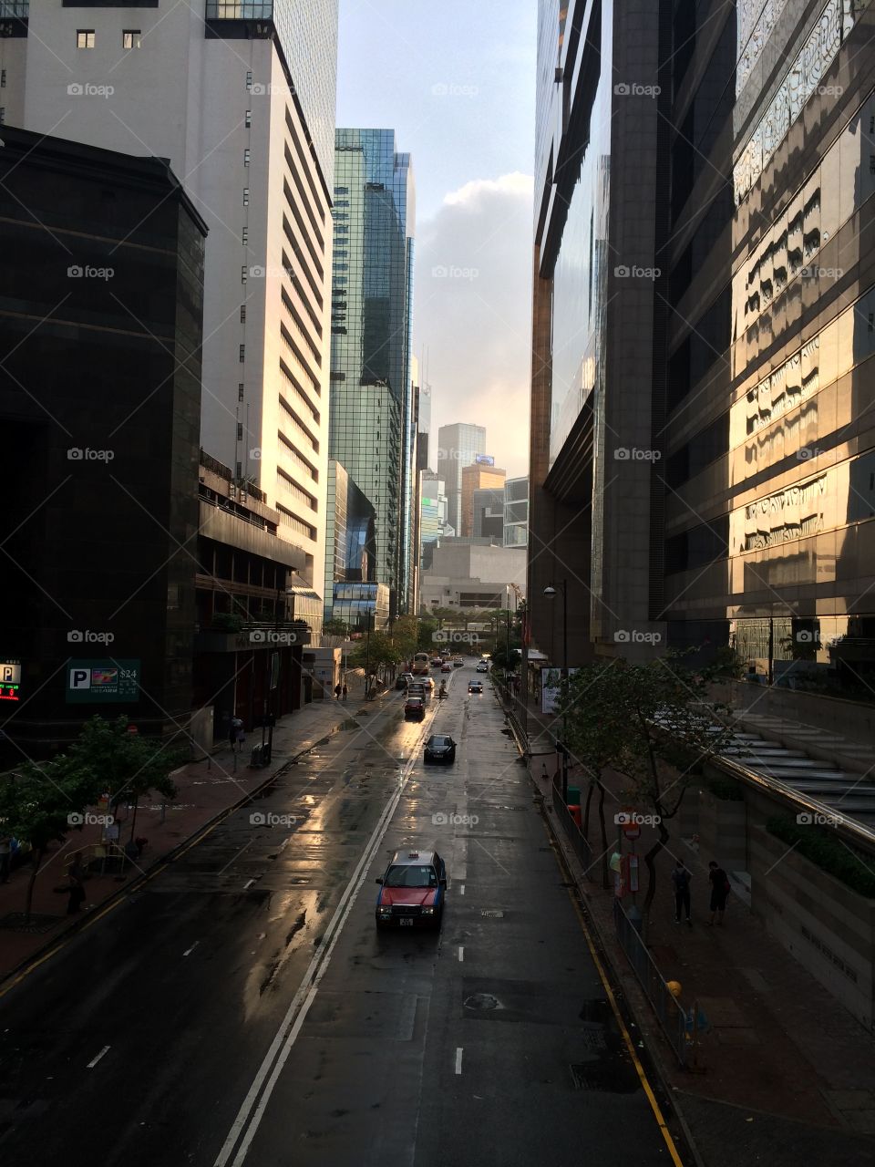 City, Street, Road, Downtown, Skyscraper