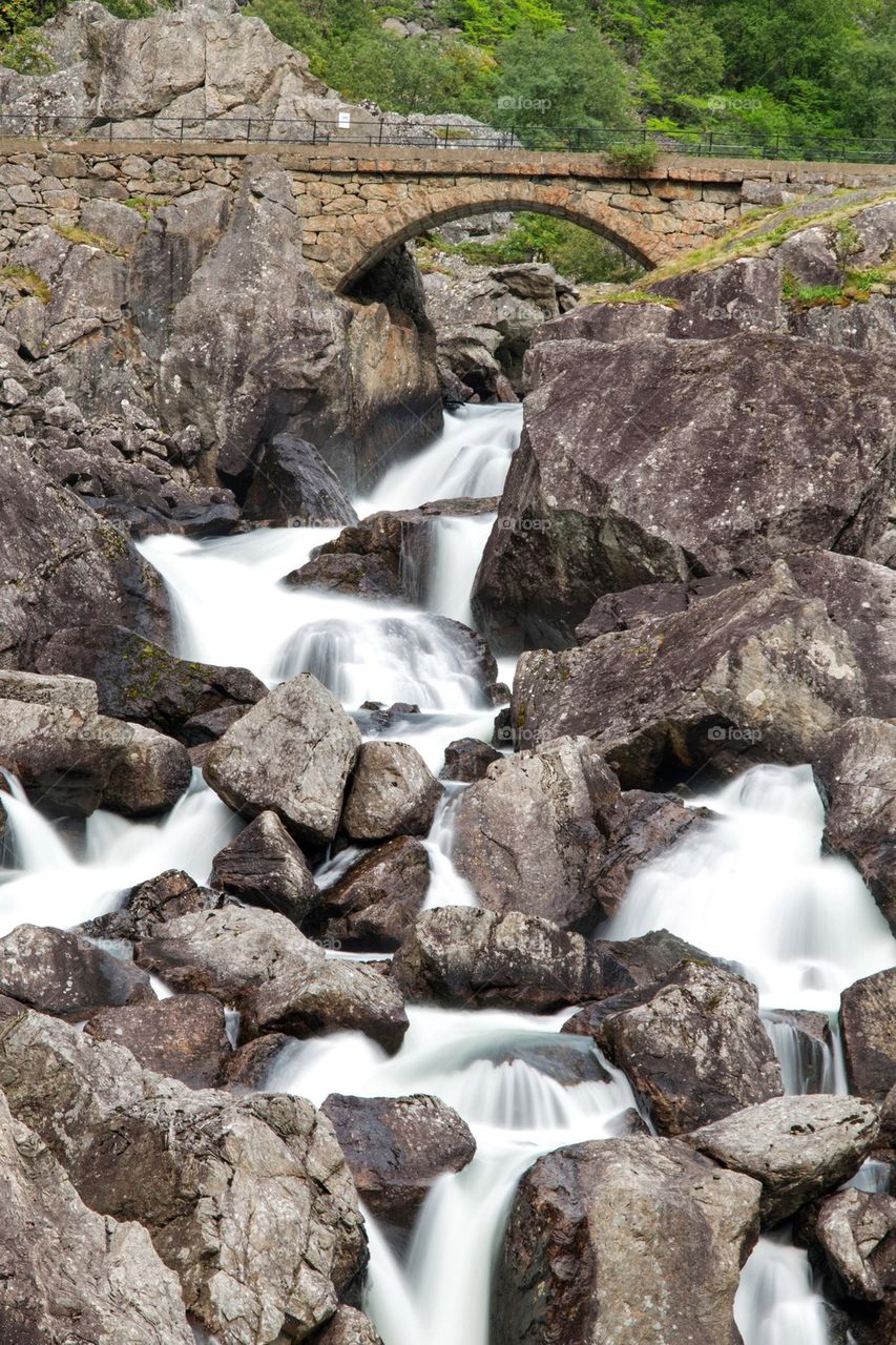 Scenic view of waterfall