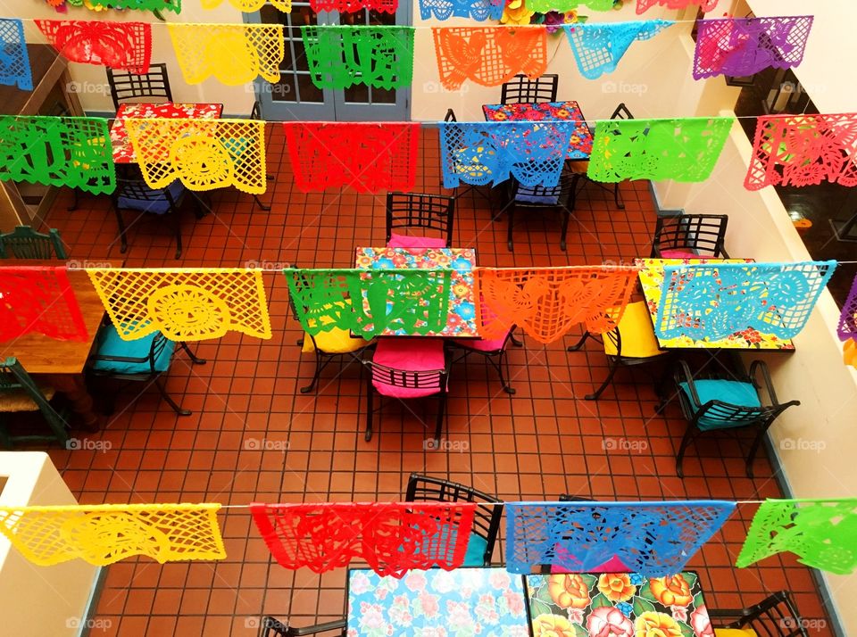 tablecloths drying on a rope