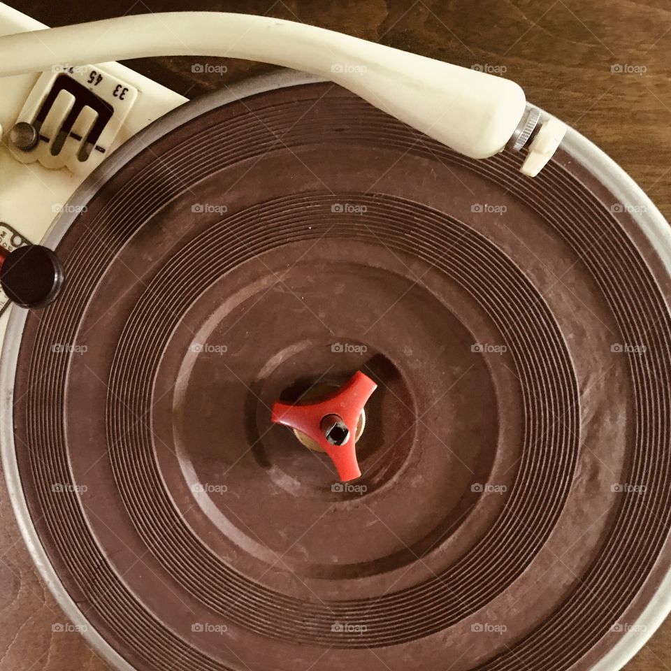Old record player seen from above