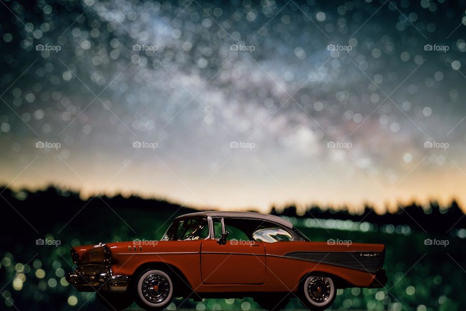 Chevrolet Bel Air model car stary night