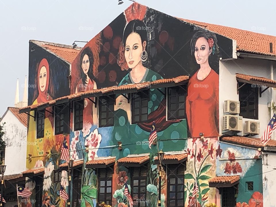 House with grafitti of pretty girls 