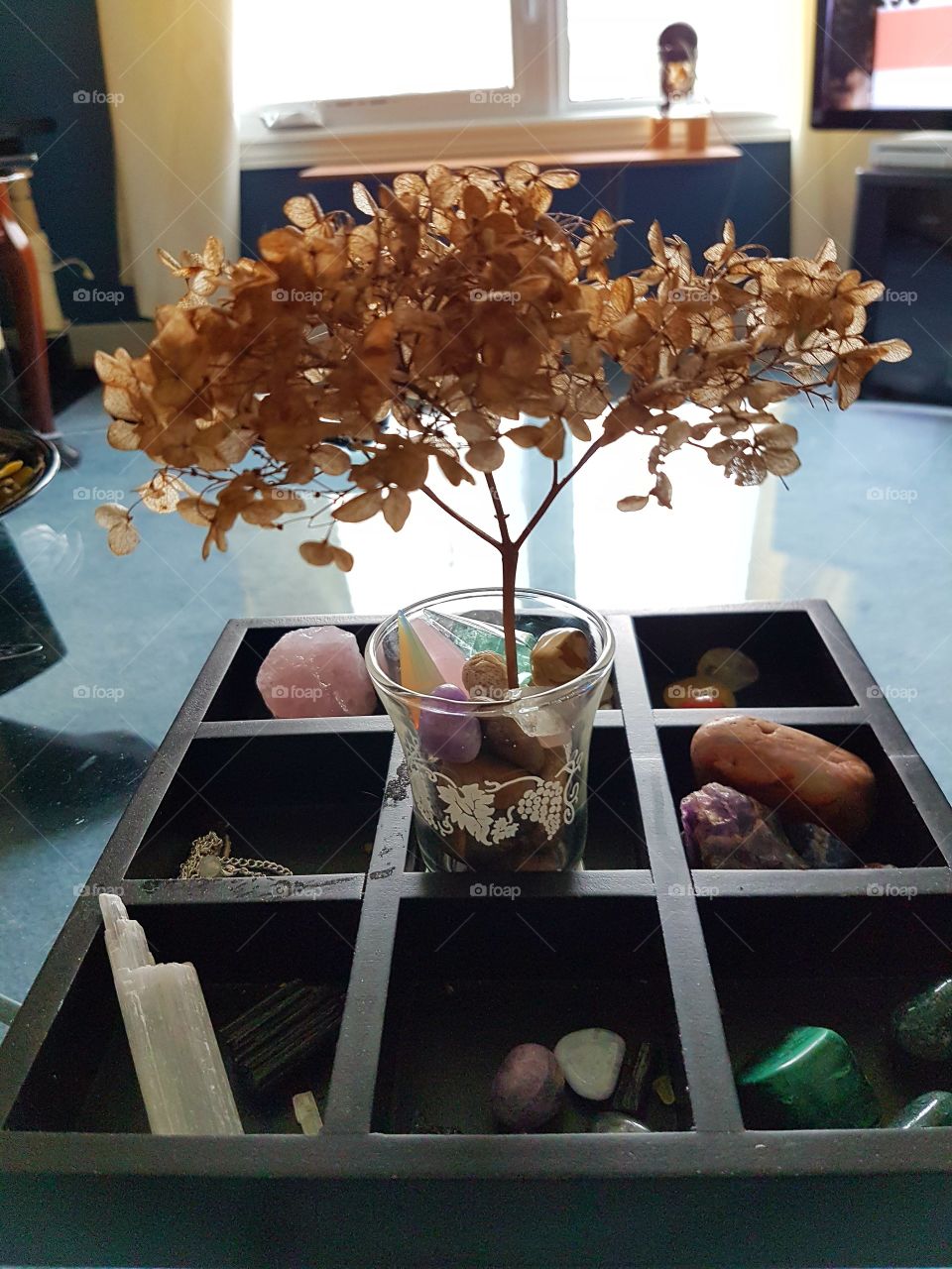 my little tree and crystals.