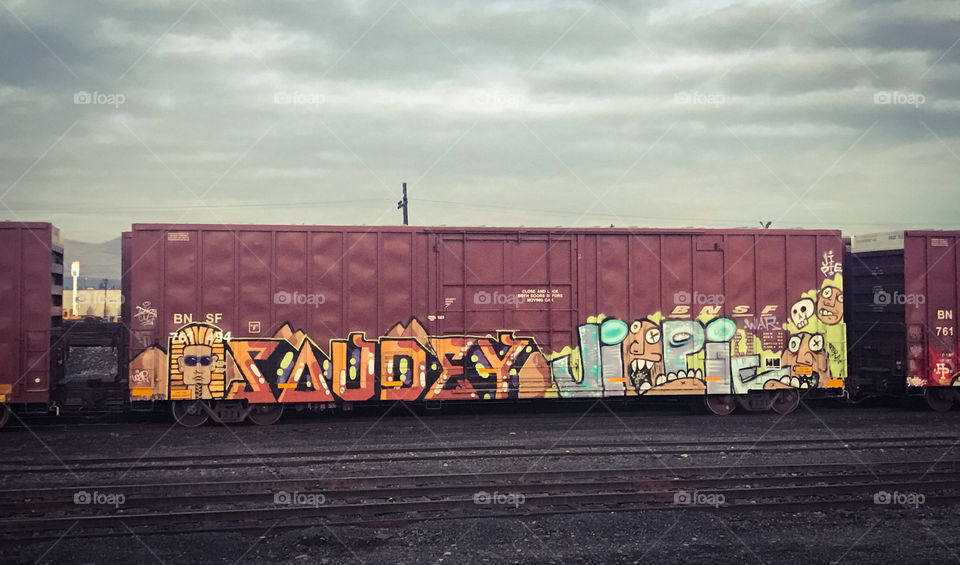 Train Car With Urban Graffiti. Yakima Washington 11/30/17 