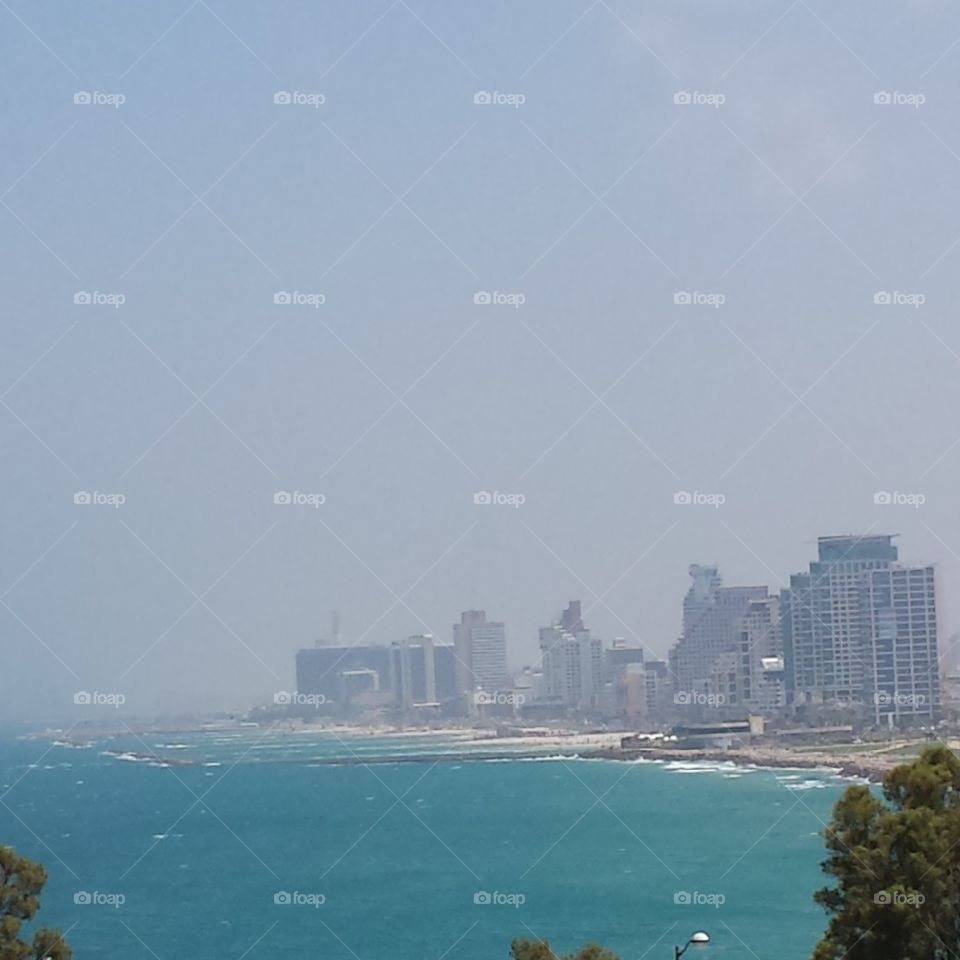 view of tel aviv from yafo. the sea view of tel aviv from yafo/jaffa