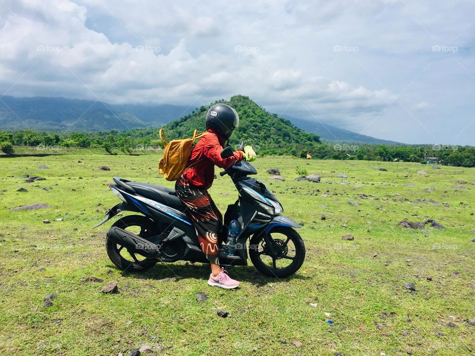 a women riding motorcycle