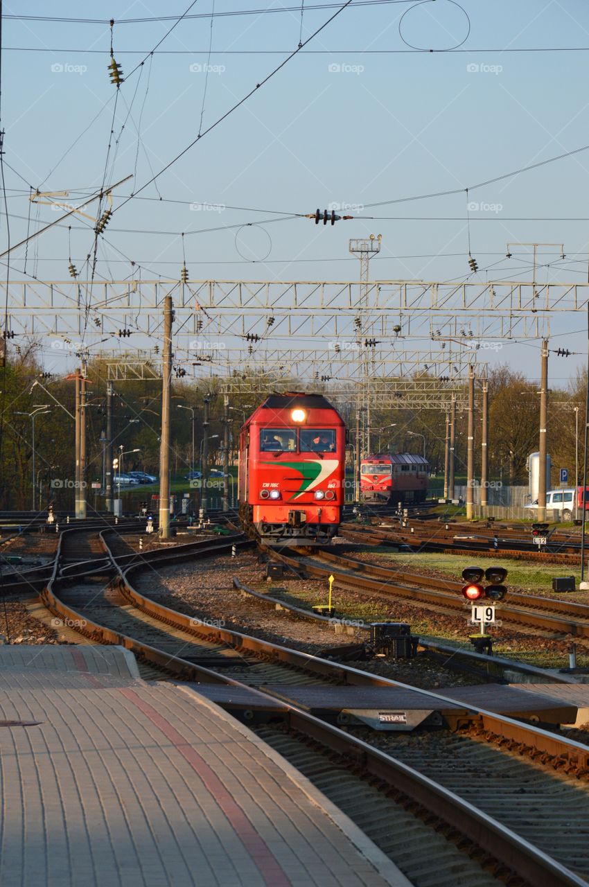 red locomotive approach