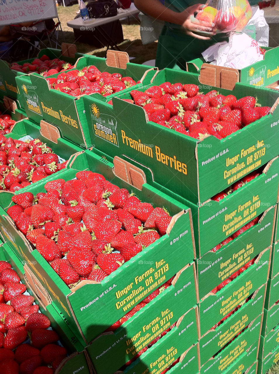 Fresh strawberries stacked