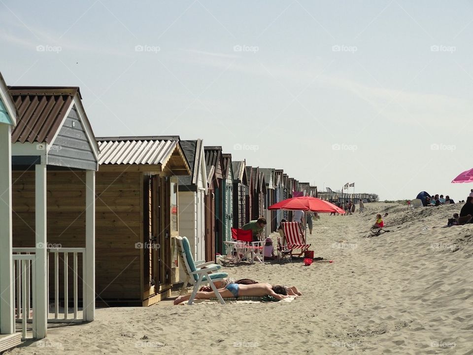 Changing rooms on the beach 