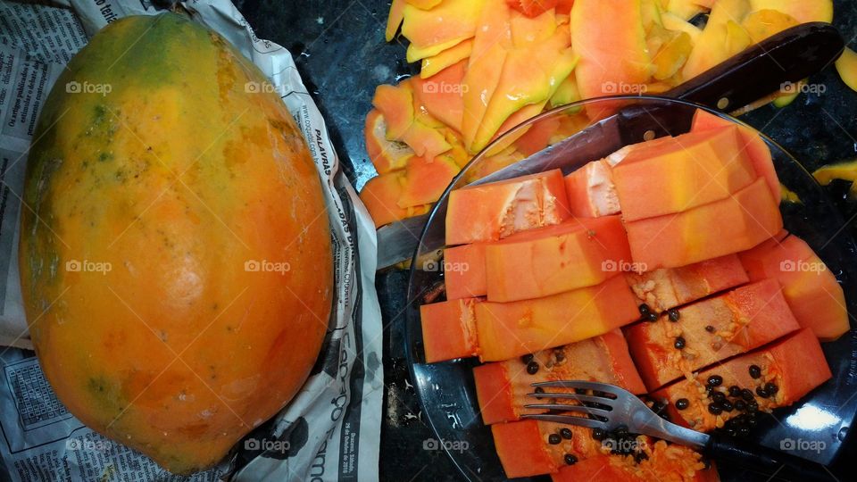 Mamão na culinária.