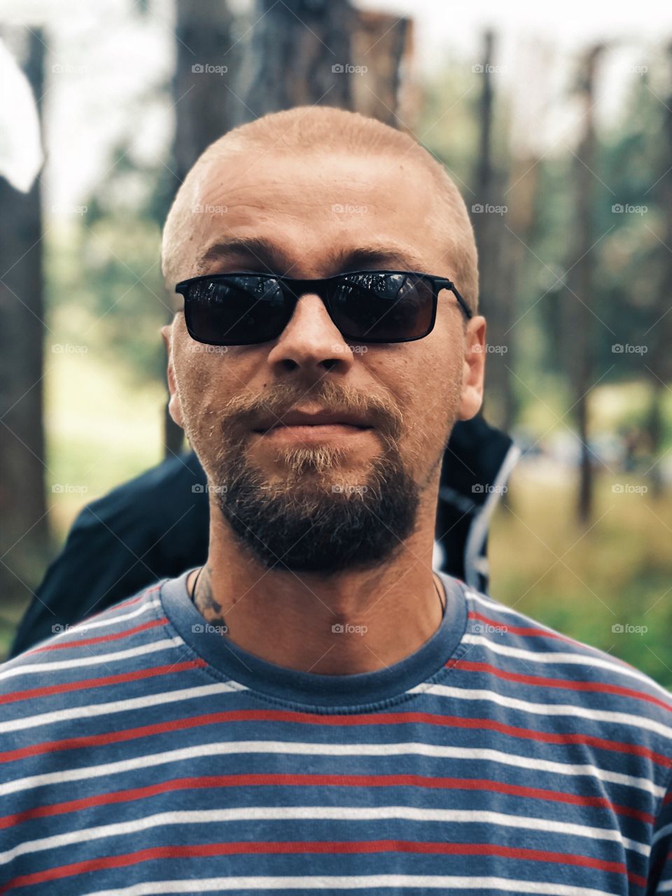 Beard man portrait on outdoors