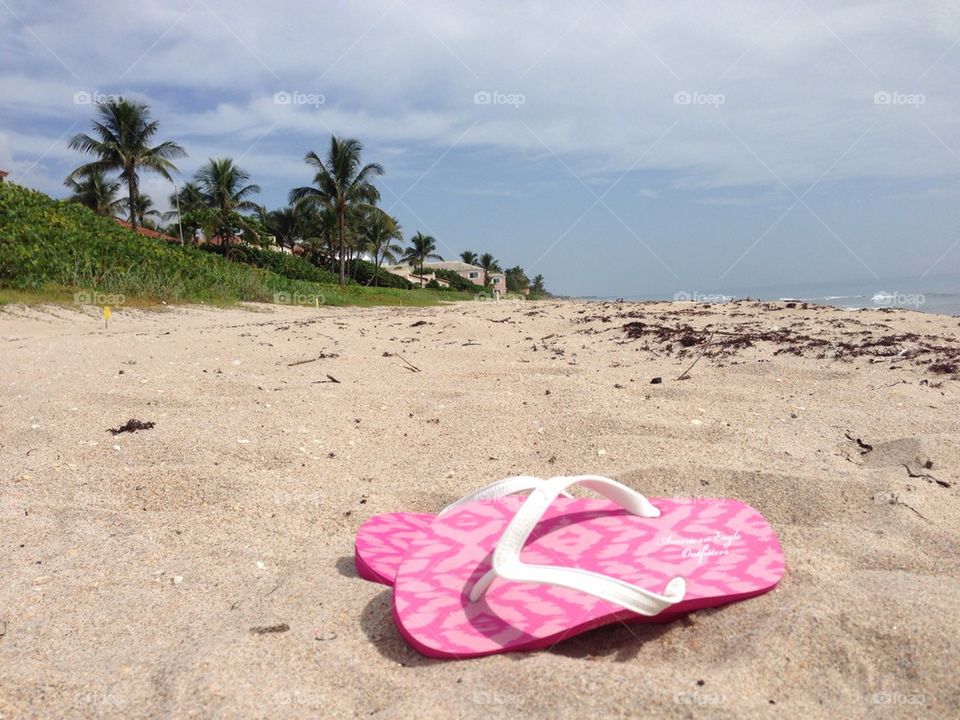 Flip flops on the beach