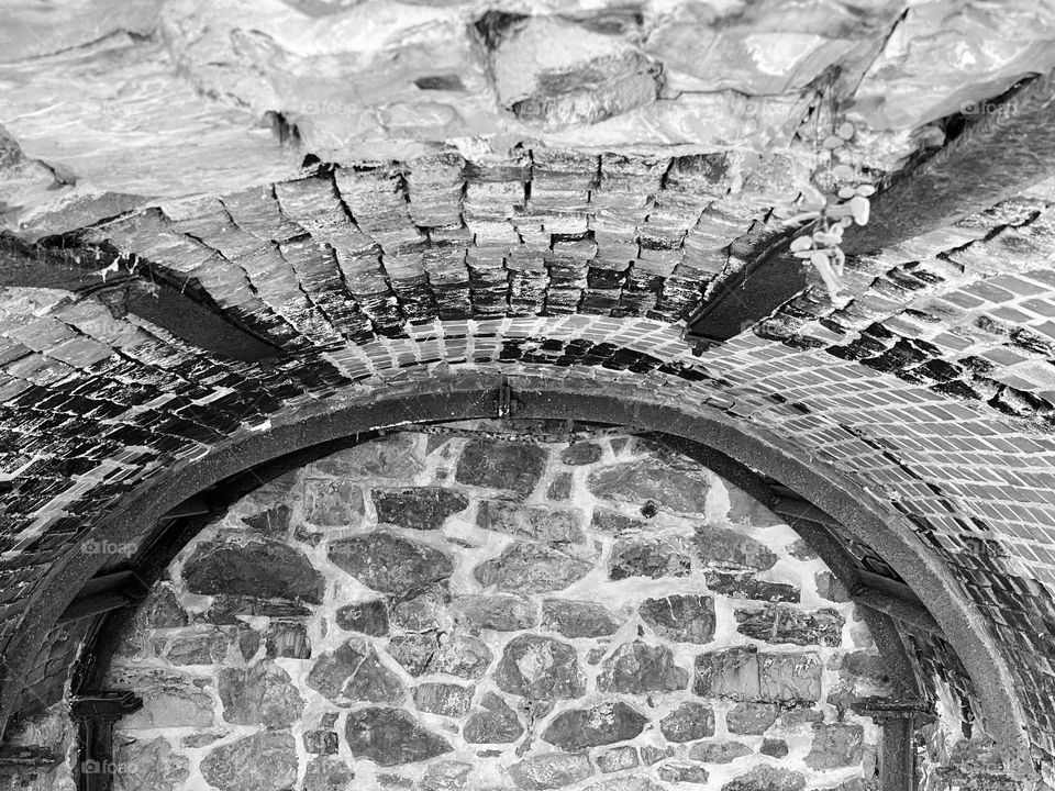 The inside of an old lime kiln 
