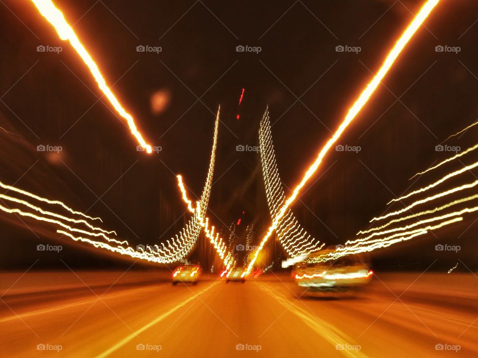 Illumination Of A City Bridge At Night