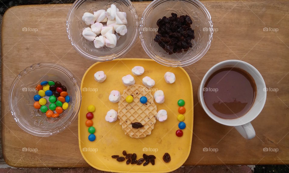 candy art with waffle