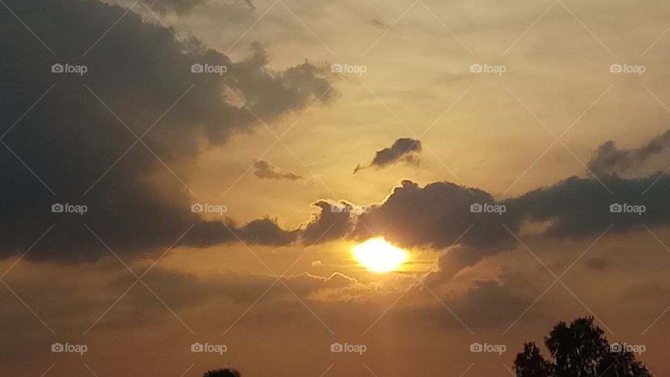 The sunset on the sky this is evening click