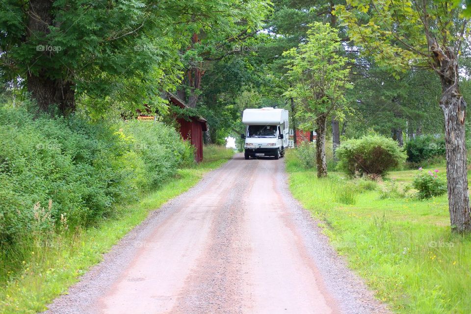 A autocamper on the road in Dalsland