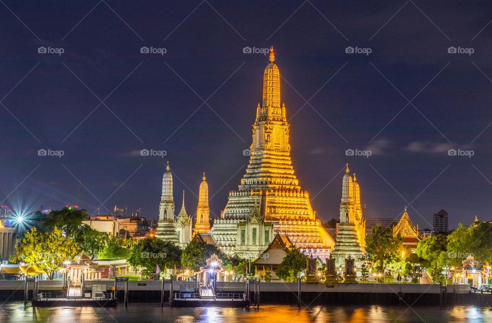 the first class royal temple Wat Arun in Bangkok Thailand Southeast Asia in the Night Time
