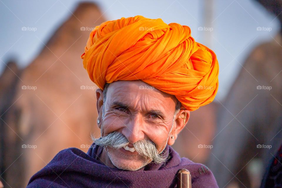 Smiling man at pushkar Rajasthan india