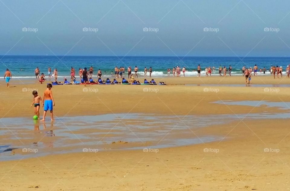 Playing at the beach