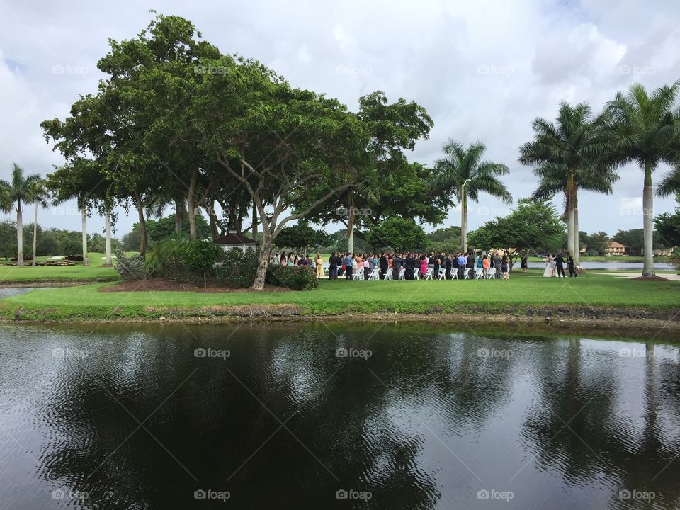 Wedding. Celebration of wedding in a golf course, Ft. Lauderdale, Florida