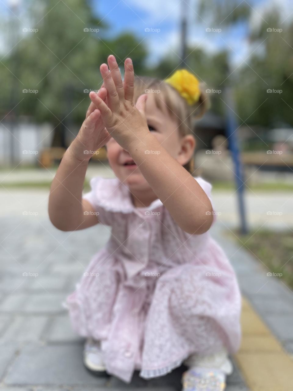 Vacation series: summer in the city. A walk in the summer in the city park. Happy summer moments in the city.