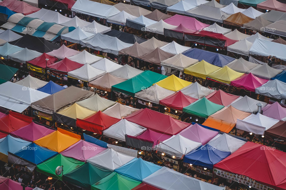View of market stalls in Bangkok 