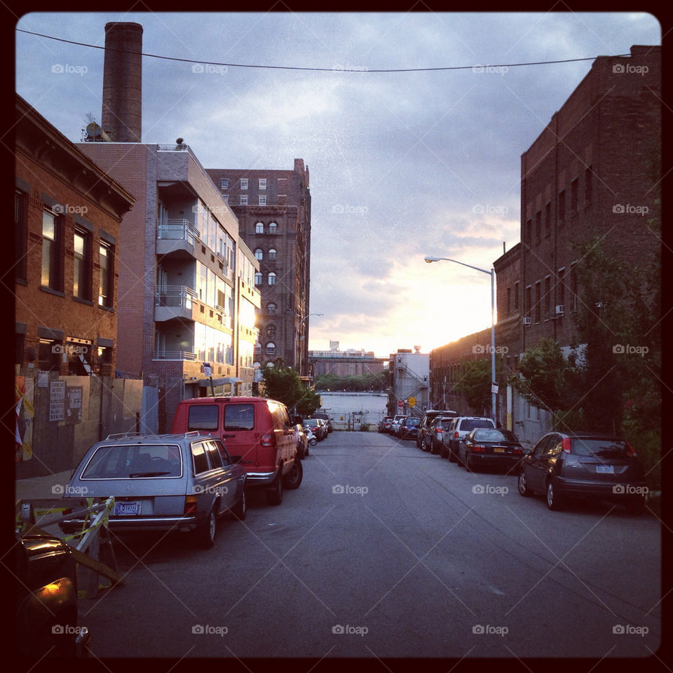 street sunset cars brooklyn by ebenezer007