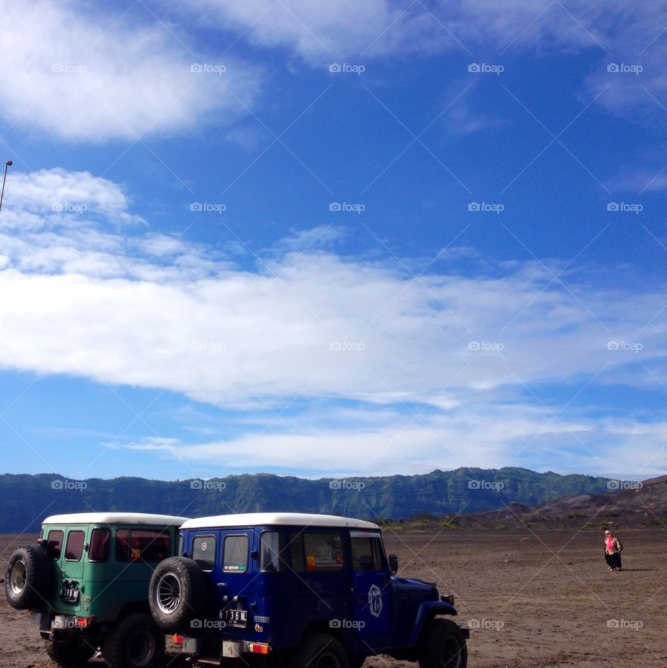 4WD adventure. 4WD ride at Sea of Sand in Bromo Tengger Semeru national park at East Java of Indonesia
