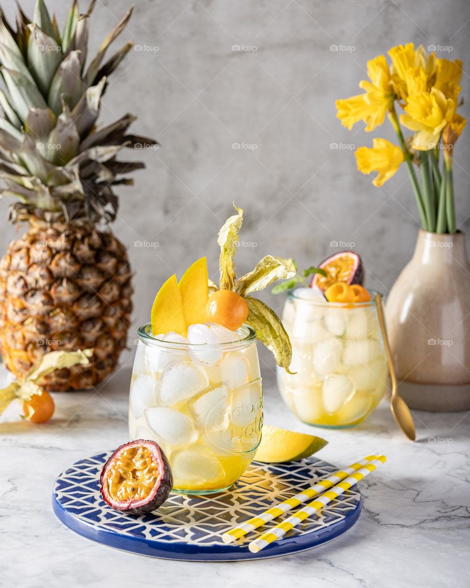 Summer cocktails with mango