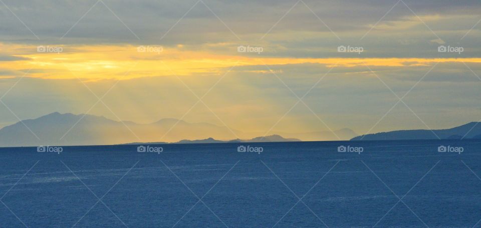 Sunset off Vancouver BC coast 