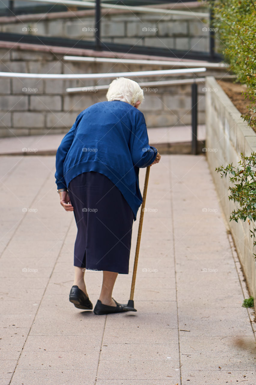 Elderly woman walking 