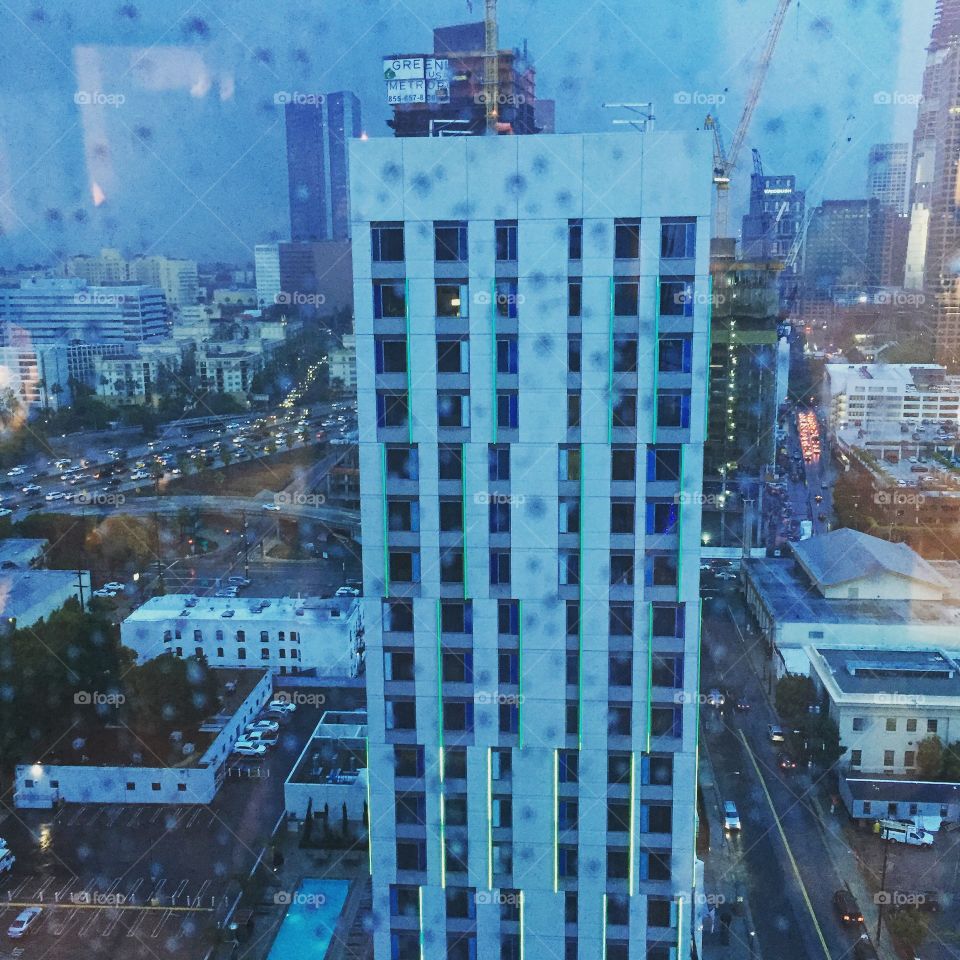 Rain drops on the Ritz Carlton Window