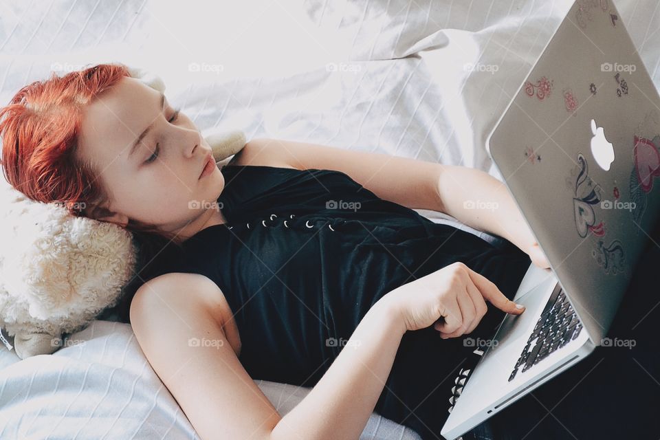 Girl using her laptop