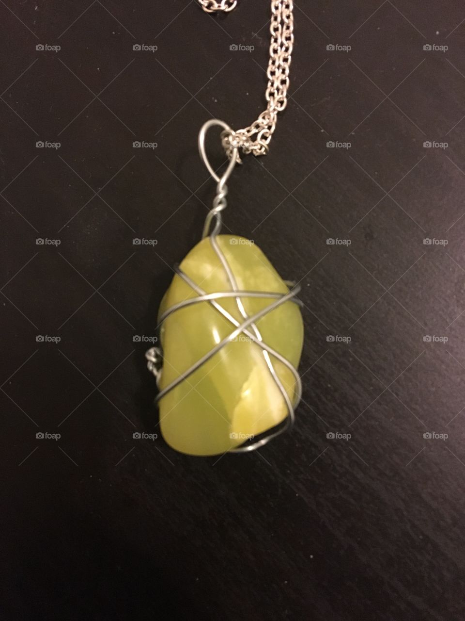 Wire wrapped jade necklace
