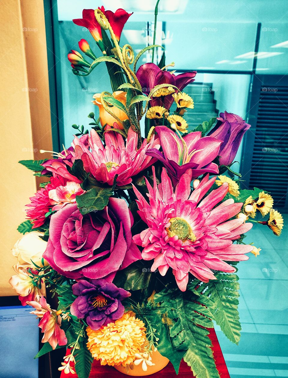 Flower vase in the office