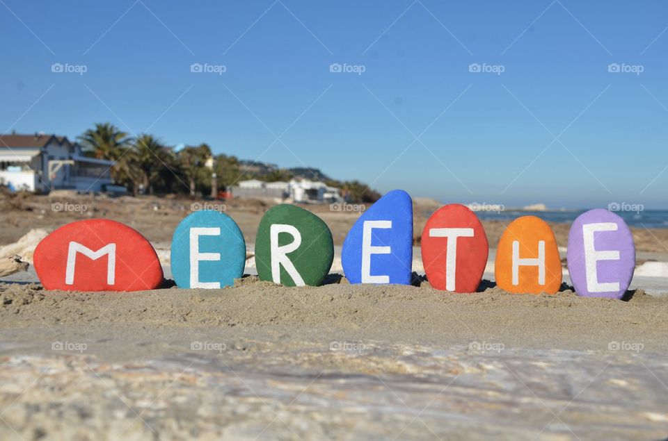 Merethe, female name on stones meaning pearl