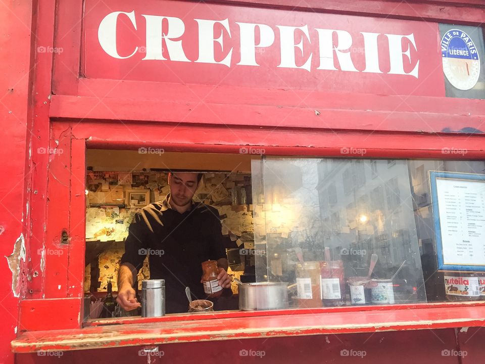 Crepes stand in Paris France.