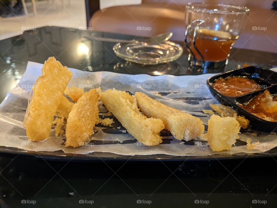 fried cassava with Chili sauce
